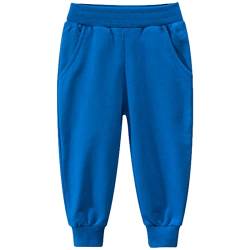 aromm Jungs Baumwolle Sport Jogger Elastischer Bund Kinder Zwanglos Spielen Lange Jogginghose Hose Blau, 120 von aromm