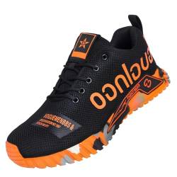 Sicherheitsschuhe Herren Arbeitsschuhe S3 Damen Leichte Breite füße Stahlkappenschuhe Rutschfeste Sportlich Arbeitsk Schutzschuhe Stahlkappe Sneaker Männer Arbeits & Berufsschuhe (Orange, 43EU) von artSew