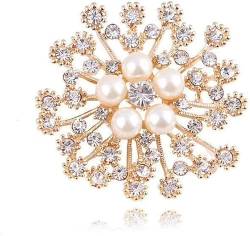 Schneeflocken-Perlen-Kristall-Brosche, Einfarbig, Große Schneeflocken-Brosche, Modisch, Exquisite Perlenbrosche, Damenschmuck (4,4 Cm X 4,4 Cm) von asdchZen