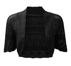 asfashion online NEU Damen Übergröße gehäkelt gestrickt Bolero Schulterjacke Sommer Farben - Schwarz, 44-46 von asfashion online