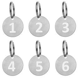 25 Stück Schlüsselanhänger, Edelstahl Nummer Schlüssel Anhänger Nummer ID Tags mit Schlüsselring 1 to 25 - Silber，weiß von aspire
