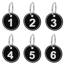 Aspire 20 Stück Zahlenschlüsselanhänger mit Ring, ABS nummeriert ID Tag Schlüsselanhänger, Schwarz, 1to20 von aspire