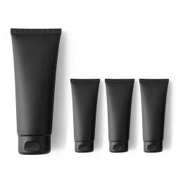 Aspire 4 Pack 3.4 OZ/100 ML Black Travel Cosmetic Soft Tubes with Flip-top Cap for Cream, Lotion von aspire