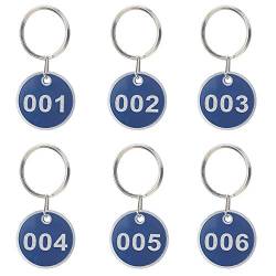Schlüsselanhänger,50 Stück Nummer Schlüssel Anhänger mit Metaller schlüsselring,Nummeriert ID Nummer Tags 30 mm Durchmesser, Zahlen 1-50 Blau von aspire