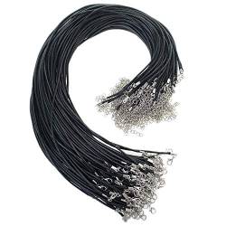aspire 100 Stück Lederband Halskette Schnur mit Karabinerverschluss für DIY Schmuckherstellung Basteln 1.5 mm- Schwarzsilber von aspire