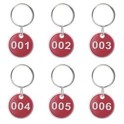 aspire Schlüsselanhänger,50 Stück Nummer Schlüssel Anhänger mit Metaller schlüsselring,Nummeriert ID Nummer Tags 30 mm Durchmesser,Zahlen 51-100 Rot von aspire