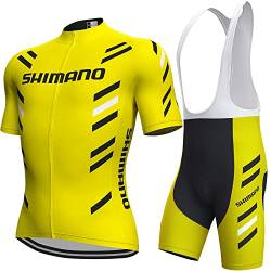 assocauicy Herren Fahrradtrikot Set,Atmungsaktives Schnell Trocknendes Radtrikot Mit 4d Gel Gepolsterten Mit DREI Rückentaschen von assocauicy