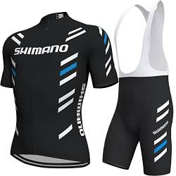 assocauicy Herren Fahrradtrikot Set,Atmungsaktives Schnell Trocknendes Radtrikot Mit 4d Gel Gepolsterten Mit DREI Rückentaschen von assocauicy