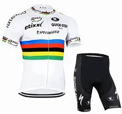 assocauicy Herren Kurzarm Fahrrad Trikot Set,Atmungsaktiv Schnell Trocknend Radtrikot Mit 4d Gel Gepolsterten Shorts Fahrradbekleidung Set FüR MTB 3 Taschen von assocauicy