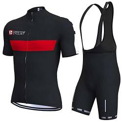 assocauicy Herren Kurzarm Fahrrad Trikot Set,Atmungsaktiv Schnell Trocknend Radtrikot Mit 4d Gel Gepolsterten Shorts Fahrradbekleidung Set FüR MTB von assocauicy