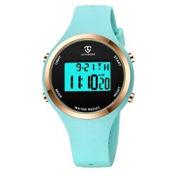 Damenuhren für Damen, Outdoor-Sport, mit Alarm/Kalender/Hintergrundbeleuchtung/Stoppuhr/Chronograph, Digitaluhr, Geschenke für Teenager-Mädchen/Frauen, 21-Klassisches Grün von aswan watch