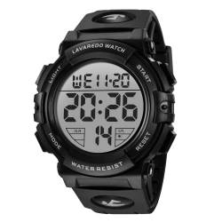 Digitale Herren-Digitaluhr, Militär-Uhren für Herren, 5 ATM wasserdicht, Outdoor-Sportuhr mit Licht/Alarm/Datum/stoßfest/Chronograph, Geschenk, 01-schwarz, Armband von aswan watch