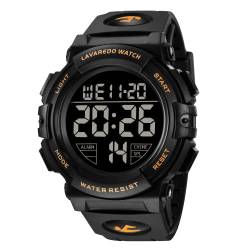 Digitale Herren-Digitaluhr, Militär-Uhren für Herren, 5 ATM wasserdicht, Outdoor-Sportuhr mit Licht/Alarm/Datum/stoßfest/Chronograph, Geschenk, 18-schwarz, Armband von aswan watch