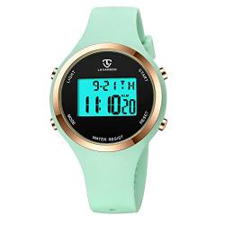 aswan watch Damenuhren für Damen, Outdoor-Sport, mit Alarm/Kalender/Hintergrundbeleuchtung/Stoppuhr/Chronograph, Digitaluhr, Geschenke für Teenager-Mädchen/Frauen, 22 - hellgrün von aswan watch