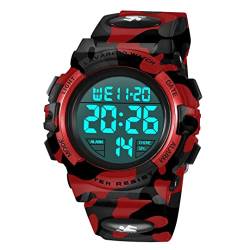 aswan watch Digitaluhr Kinder Jungen mit Wecker,Stoppuhr,LED Licht,Datum-Sport Armbanduhr mit Silikonarmband-Blau-S von aswan watch