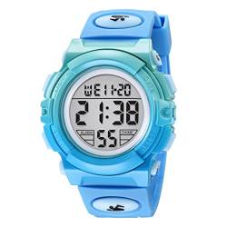 aswan watch Digitaluhr Kinder Jungen mit Wecker,Stoppuhr,LED Licht,Datum-Sport Armbanduhr mit Silikonarmband-M von aswan watch