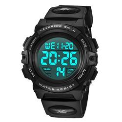 aswan watch Digitaluhr Kinder Jungen mit Wecker,Stoppuhr,LED Licht,Datum-Sport Armbanduhr mit Silikonarmband-M von aswan watch