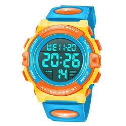 aswan watch Digitaluhr Kinder Jungen mit Wecker,Stoppuhr,LED Licht,Datum-Sport Armbanduhr mit Silikonarmband-M von aswan watch