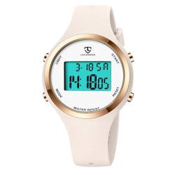 aswan watch Digitaluhr für Damen mit Wecker,Stoppuhr,LED Licht,Datum-Casual Armbanduhr mit Silikonarmband von aswan watch