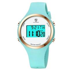 aswan watch Digitaluhr für Damen mit Wecker,Stoppuhr,LED Licht,Datum-Casual Armbanduhr mit Silikonarmband von aswan watch