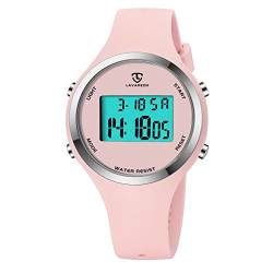 aswan watch Digitaluhr für Damen mit Wecker,Stoppuhr,LED Licht,Datum-Casual Armbanduhr mit Silikonarmband von aswan watch