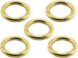 ausuky 5 x 50 mm runde Karabinerhaken zum Basteln von Schlüsselanhängern, Rucksack-Karabinern (Gold) von ausuky