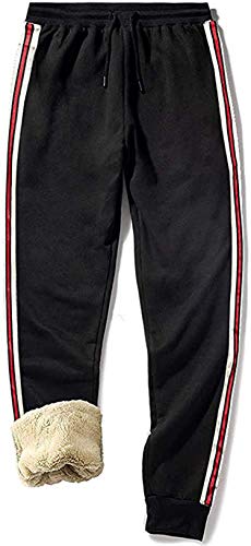 ausuky Herren Winter Fleece Sweatpants Sherpa gefütterte Hose Active Drawstring Jogger Hose von ausuky