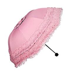 ausuky Lolita Cosplay Sonnenschirm, Sonnenschirm, Regenschirm, Prinzessin, UV-Schutz, faltbar, für den Außenbereich (Rosa) von ausuky