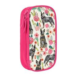 avlyn Federmäppchen mit Rinderhund, Blumenmuster, großes Fassungsvermögen, Stiftetasche, Make-up-Tasche für Mädchen, Jungen, Erwachsene, Schule, Büro und Reisen, rose, Einheitsgröße, Schulranzen von avlyn