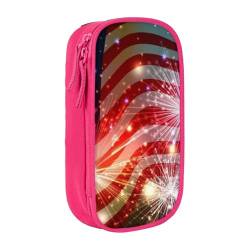 avlyn Fireworks Federmäppchen mit amerikanischer Flagge, großes Fassungsvermögen, Stifttasche, Make-up-Tasche für Mädchen, Jungen, Erwachsene, Schule, Büro und Reisen, rose, Einheitsgröße, Schulranzen von avlyn