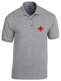 EKG Krankenschwester Aufschrift Krankenhaus mit Dein Personalisierter Text bestickte Polohemd Poloshirt Polo Geschenkidee -N226 -Grau von avstickerei