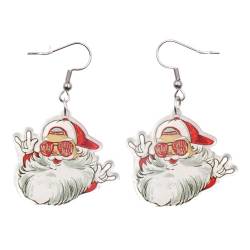 awakentti Weihnachtsohrringe, 3,2 x 3,5 cm, Cartoon-Weihnachtsmann-Ohrringe, einzigartiges und erhöhtes Design, leicht und bequem, niedliches Ornament, baumelnde Ohrringe, Geschenk für Frauen, Acryl, von awakentti