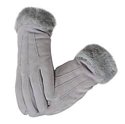 axelens Handschuhe Damen Winter Woman Gloves Warme Touchscreen Weich und Elegant aus Wildleder Winterhandschuhe Ärmel in ökologischem Weichpelz für Smartphone Handy Einheitsgröße S/M von axelens