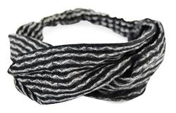 axy® HB6 Haarband Yoga Headband Hairband (Schwarz mit Weiss Streifen) von axy