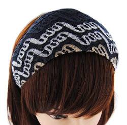 axy Breiter Haarreif 8cm Breit Haarband Hairband Stirnband Lady Look HRST3 (Schwarzblau/Silber) von axy