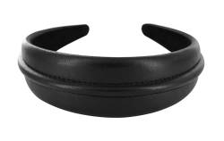 axy Breiter Haarreif aus Kunstleder - Wunderschön edler Haarreifen Damen Stirnband Haarschmuck HR27E (Schwarz) von axy