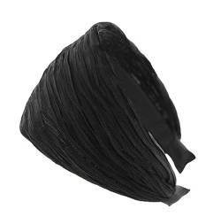 axy Breiter Haarreif mit Plissierter Stoff in Tuchoptik - Wunderschön Damen Stirnband Haarschmuck Haarreifen HR32B (Schwarz) von axy