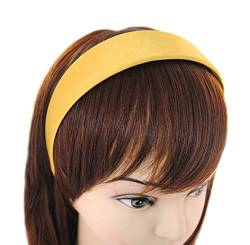 axy Breiter Haarreif mit Satin bezogen Damen Haarband Vintage Klassik-Look Hairband Stirnband HRK1 (Gelb) von axy