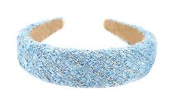 axy Breiter Haarreif mit Tweed Stoff gepolstertes - Wunderschön Damen Stirnband Haarschmuck Haarreifen HRK8 (Blau) von axy