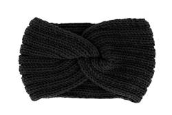 axy Damen Strick Stirnband mit Twist Knoten, Winter Haarband, Headband gestrickt Haarband (Schwarz) von axy