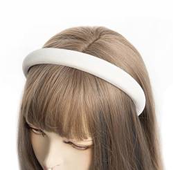axy Gepolstert Haarreif aus Samt Wunderschön Damen Stirnband Haarschmuck Haarreifen HRK10 (Weiss) von axy