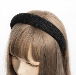 axy Haarreif aus Strickstoff mit feinen Metallicfäden - gepolstert - Wunderschön Damen Stirnband Haarschmuck Haarreifen HRK11 (Schwarz) von axy