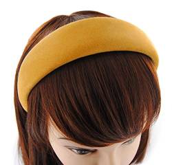 axy Haarreif mit Flanell Damen Haarband Vintage Hairband Stirnband Klassische und modische Haarreifen (Leder Optik) HRK5L (Gelb) von axy