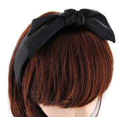 axy Haarreif mit Schleife aus Satin, Damen Haarband Vintage Hairband Stirnband Haarreifen HRS1 (Schwarz) von axy