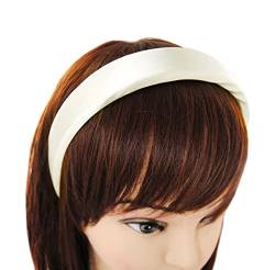 axy Haarreif mit Stoff gepolstertes Candy Colours und Satin Bezogen - Wunderschön Damen Stirnband Haarschmuck Haarreifen HRK7A (Weiss) von axy
