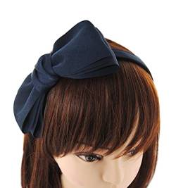 axy Haarreif mit große Schleife 14 cm x 7 cm - Wunderschön Damen Stirnband Haarschmuck Haarreifen HRS3 (Schwarzblau) von axy