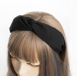 axy Haarreif mit raffinierten Knoten und zweilagig Stoff bezogen - Wunderschön Damen Stirnband Haarschmuck Haarreifen HRD5 (Schwarz) von axy