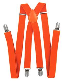 axy Hochwertige Herren Hosenträger breit 2,5 cm mit 4 Starken Clips X-Form und Damen (Orange) von axy