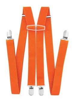 axy Hosenträger für Herren breit 2,5 cm in H-Form mit 4 Hosenträger Clips extra stark längenverstellbar (Orange) von axy