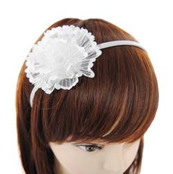 axy Kinder Haarreif mit Stoffblumen zur Kommunion Hochzeit in Weiss, Blumenmädchen Haarreif mit Blumen - Wunderschön Mädchen Damen Stirnband Haarschmuck Haarreifen KIHR-B (Modell 2) von axy